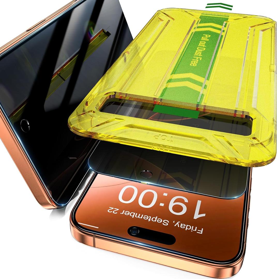 Fotbor Compatible for iPhone 17 Pro Privacy Screen Protector 6.3 Inch 2 Pack, [Face ID Support] True 23 Anti Spy Tempered Glass with [Auto Dust Installation], 12 FT Military-Grade Protection [Zero Bubble] Case Friendly