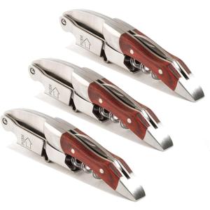 Professional Waiter Corkscrew Wine Key for Bartenders Set of 3,With Long Rosewood Handle Stainless Steel Handle Wine Opener for Bar Restaurant Waiters, Sommelier, Bartend (Rose Wood 3 Packs)