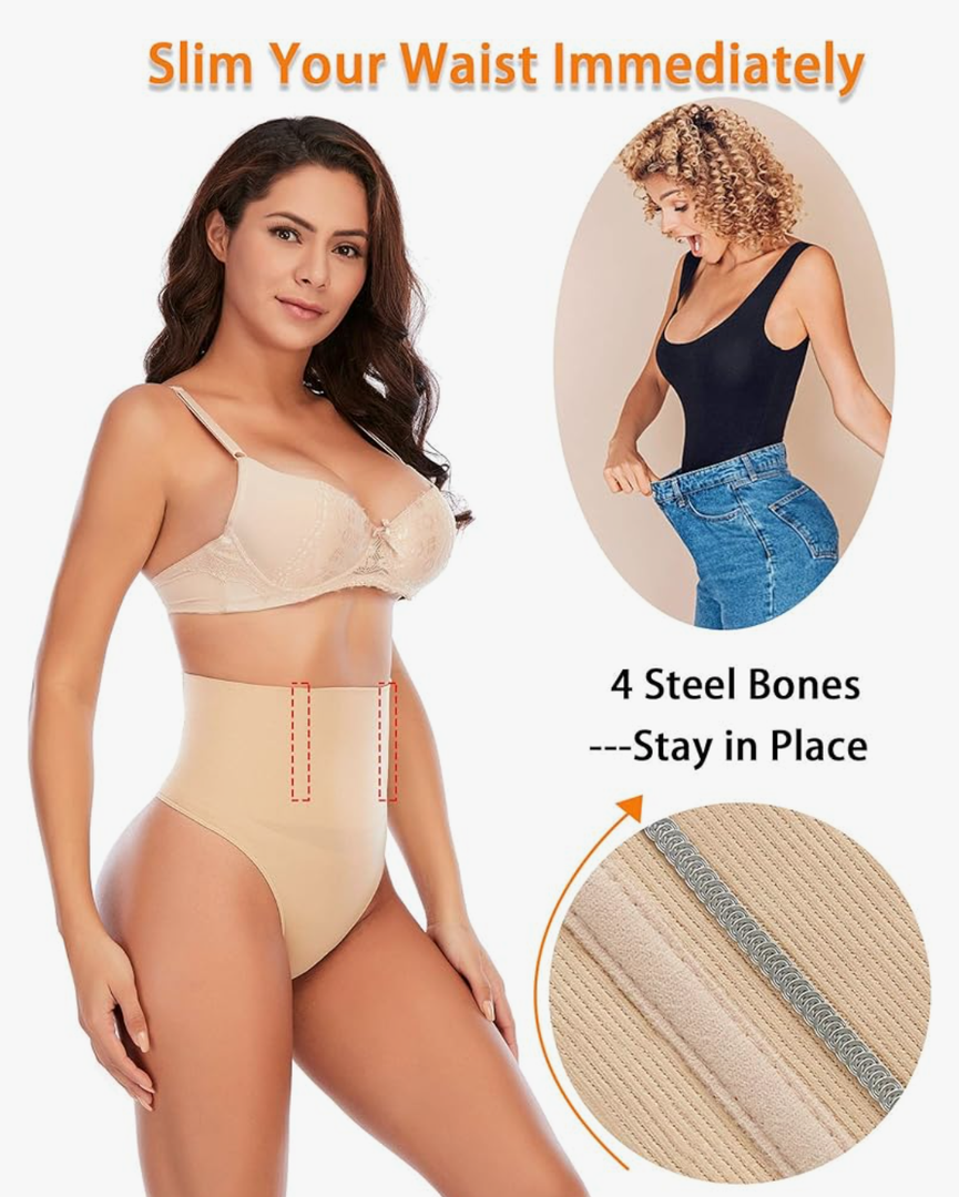 Werena Tummy Control Thong Shapewear for Women Seamless Shaping Thong Panties Body Shaper Underwear S