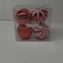 Valery Madelyn Christmas Ornaments Set, 4ct Red and White Shatterproof Christmas Tree Decorations Set, 5.9 Inch Traditional Decorative Hanging Tree Decorations Bulk for Xmas Holiday Party Decor