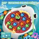 Musical Shark Fishing Game for Kids, 360 Rotating Board, 20 Fish with 3 Rods,Hook Fishing Set for ToddlersEducational, Fine Motor Skill Activity for Boys and Girls