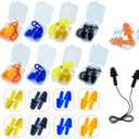 Ear Plugs for Sleeping: 16 Pairs of Noise-Canceling Soft Reusable Silicone Earplugs, Waterproof Noise Reduction Earplugs for Concerts, Swimming, Studying, Loud Noises, and Snoring