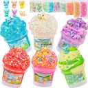 Axolotl Slime Kit 6100ml (20oz Total) - Slime Variety Pack with Different Textures & Axolotl Charms, Glow in The Dark Slimes, Crunchy Slime, ASMR, Birthday Party Favor, Axolotl Fidget Toys
