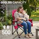 EVER ADVANCED Oversized Folding Women Camping Chair, for Adults Heavy Duty Lawn Chair with Side Pockets, Portable Collapsible Quad Chair for Outside, Support Up to 500lbs, Pink