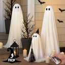Halloween Decorations - Halloween Decorations Outdoor - Set of 3 Light Up Spooky Ghosts Decoration with 8 Light Modes Timer Remote- Indoor Cute Party Ghost Decor for Yard Porch Lawn Home Front Door
