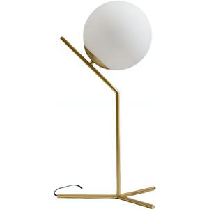 Glass Table Lamp, Minimalist Nightstand Lamps, Metal Standing Reading Light with Glass Ball Shade, Gold Desk Lamp for Bedroom, Office, Study Room, Kids Room (Gold-A-Style)