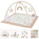 Washable Tummy Time Mat, Baby Play Gym with 6 Featured Toys and 12 Milestone Cards, Baby Gym for Infant & Toddler, Deluxe Larger Baby Play Mat, Baby Play Mats for Floor, Non Slip Mats