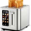 Touch Screen Toaster 2 Slice, Premium Stainless Steel Digital Bread Toaster with Timer, 1.5'' Wide Slot, 6 Shade Settings & 6 Bread Types, Bagel Defrost Reheat Cancel Functions