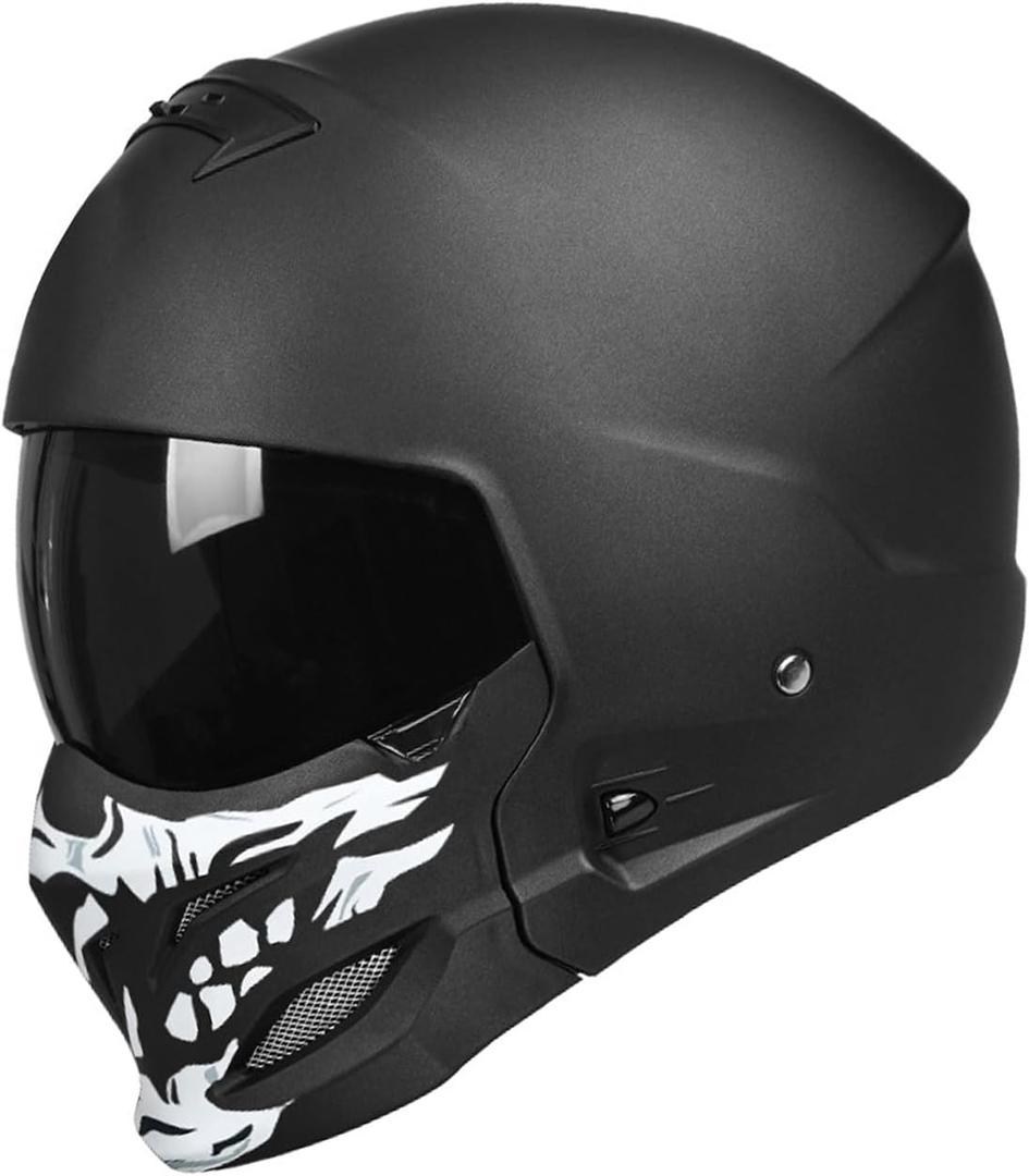 Full Face Motorcycle Helmet for Unisex-Adult Dirt Bike ATV Scooter Cruiser 3/4 Face Motocross Helmet Interchangeable Mouth Cover DOT Approved Medium