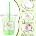 Honeydak 100 Pcs Margs and Matrimony Cups Bulk 12oz Plastic Margarita Bachelorette Party Cups with Lids Straws Cute Martini Pattern Cup Tumbler for Bachelorette Party Wedding Bridal Shower(Classic)