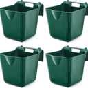 Marsui 4 Pack 15 Quart Horse Feeders for Stall Hook Over Hanging Fence Hay Feeder Mountable Livestock Plastic Feed Bucket for Farm Stalls Pasture, Stable to Feed Horses Sheep Cattle Cows Etc(Green)