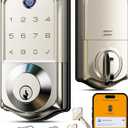 Veise VE017 Fingerprint Smart Door Lock, App Control, 8-in-1 Keyless Entry, Auto Lock, Emergency Power Port, Electronic Touchscreen Keypad, Biometric Smart Locks for Front Door, Satin Nickel