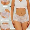 Sexy Underwear Panties for Women Cheeky V Waist Lace Boyshorts Plus Size Underwear Women 5 Pack (Medium, 5 Pack-black*1 White*1 Mocca Grey*1 Brick Yellow*1khaki*1)