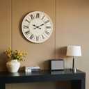 Large Modern Farmhouse Wall Clock, 24 Inch, Rustic White, Metal Face