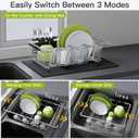 JASIWAY Dish Drying Rack in Sink with Mat, Expandable Stainless Steel Dish Drainers for Kitchen Counter, Space Saving Dish Dryer Rack for Inside Sink, Over Sink Dish Racks with Utensil Holder