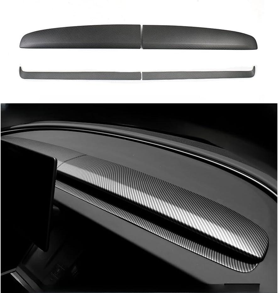 Center Control Dashboard Panel Trim Wrap Cover & Front Air Condition Vent Cover for 2024 Model 3 Refresh Highland and 2025 Model Y Refresh Juniper (Matte Carbon Fiber Pattern)