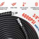 YAMATIC 3/8" Pressure Washer Hose 100FT with Stainless Steel Swivel Quick Connector, 4000 PSI Commercial Grade Steel Wire Braided & Rubber Jacket, Kink Resistant Hot Water Power Washer Hose Max 212F