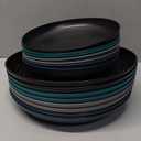 Supernal 32pcs Wheat Straw Dinnerware Sets,Plastic Plates and Bowls Sets for 8,Unbreakable Plates and Bowls Sets Dishwasher Safe Fun Colors Perfect for Cooking Family Camping Picnics (Blue/Green/Grey/Black)