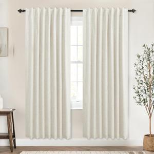 KOUFALL Thermal Curtains for Winter Living Room,Insulated 78 Inch Curtains by Size Not Cover Heat Vent Linen Blackout Insulating Curtains to Keep Cold Weather Out (52"W x 78"L (Pack of 2), Cream Beige)