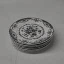 Salad Plates, 8.5 Inch Ceramic Plates Set of 6, Kitchen Plate Microwave Safe, White Porcelain Dessert Plate Porcelain Serving Dishes, Black