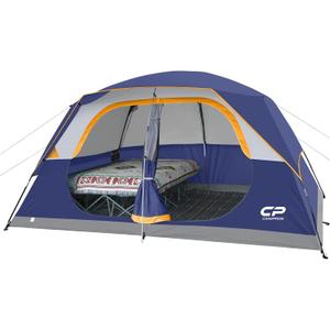 CAMPROS CP Upgraded 6/8 Person Camping Tents, Waterproof Windproof Family Tent with Larger Mesh Windows & Door, Double Layer, Easy Set Up, All-Season Dome Tent with Top Rainfly & Carry Bag