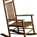 Wooden Outdoor Rocking Chair, Weatherproof Oversized Rocking Chair, Heavy Duty Comfort Brown 450 lbs Weight Capacity, Solid Relaxing Rocker Brown High Back for Patio, Porch, Living Room,