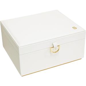 COLLECTIVE HOME - Monogram Jewelry Box with Mirror, Custom Gold Letter Engraving, Elegant Jewelry Organizer with Removable Tray, Gift for Mothers Day, Girlfriend, Birthday (s)