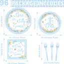 96Pcs One Silly Goose Birthday Party Decoration Silly Goose 1st Birthday Disposable Plates and Napkins Blue Geese Tableware Dinnerware Supplies for Boys Baby Shower Party Favor Serve 24