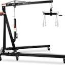 2-Ton Hydraulic Shop Crane Folding Engine Hoist with Lever, 4400Lbs Capacity w/6 Steel Casters - Heavy-Duty Portable Car Lift for Truck Engines, Boat Motors, Farm Equipment (Net Wt. 168 lbs)