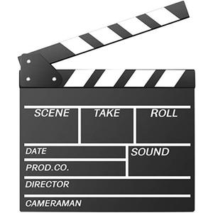 Movie Film Clap Board, Hollywood Clapper Board Wooden Film Movie Clapboard Accessory with Black & White, 12"x11" Give Away White Erasable Pen
