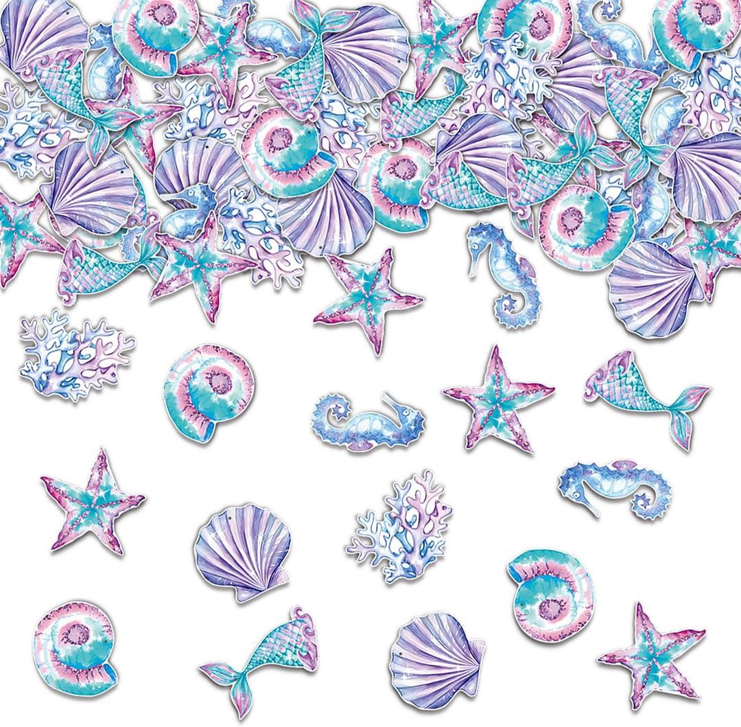 100PCS Mermaid Confetti Under the Sea Summer Theme Party Baby Shower Decorations Engagement Mermaid Tail Table Confetti for Boy Girl Supplies (mermaid)
