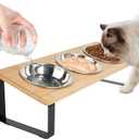 Elevated Cat Bowls with 3 Stainless Steel, 15 Tilted Raised Cat Bowl Set, for Indoor Cats for Small Cats and Puppies Pet Bowls with Stand