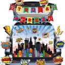 Halloween Trunk or Treat Car Decorations Kit - 13Pcs Hero Theme Backdrop & Cutouts for Kids Hero Birthday Party, SUV Trunk Wall Decor for Halloween Outdoor