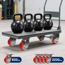3200 lb Capacity Industrial Caster Wheels with Polyurethane & Cast Iron, Swivel Plate Casters for Platform Trucks, U-Boat Carts, Military Equipment (2 Brake &2 Swivel)