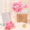 Waipfaru Pink Glitter Roses Bouquet, DIY Flowers Bouquet, Birthday Gifts for Women Mom Grandma Wife Girlfriend, 36 Pcs Fake Rose for Valentines, Mothers Day, Anniversary, Graduation Gifts