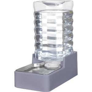 Sfozstra Dog Water Bowl Dispenser: 9L Large Automatic Gravity Pet Light Gray Water Dispenser - Stainless Steel Bowl - BPA-Free for Multiple Pets