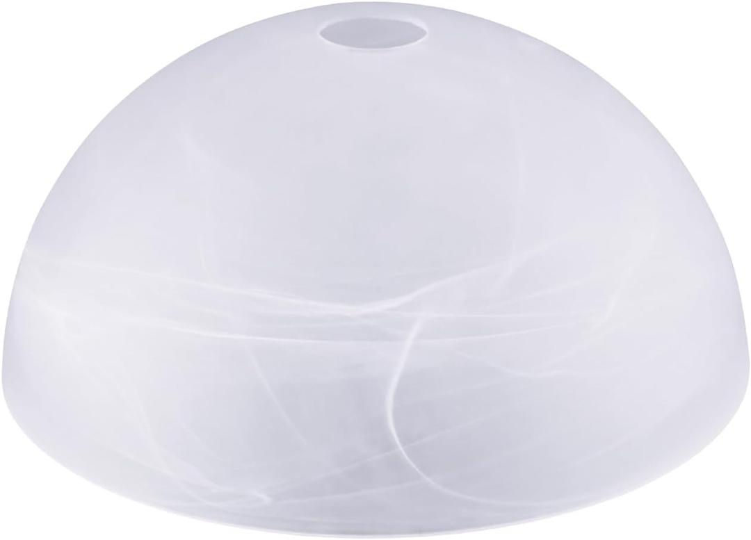 Alabaster White Replacement Glass Shade for Medium Base Socket Floor Lamp, Torchiere Lamp, E26 Base, 1-5/8" Fitter, 12" Diameter x 5.5" Height