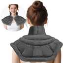 Microwave Heating Pad for Neck Shoulder and Back Pain, Weighted Microwavable Heated Neck Wrap with Lavender Scent for Hot and Cold Compress, Large Size (Grey)
