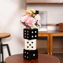 Unique Handmade Dice Vase - Stylish Black & White Ceramic Decor for Home, Bar | Geometric Design Perfect for Fresh, Dried, or Artificial Flowers | Eye-Catching Centerpiece & Decorative Accent
