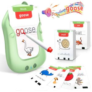 Reusable Writing & Drawing Talking Flash Cards for Toddlers168 Phonics Learning Cards with 8 Color Pens, Montessori Sensory Toys for Autism, Speech Therapy Preschool Education for Kids.