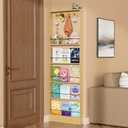 Behind The Door Bookshelf Kids Wooden Behind Door Bookcase 5-Tier Oak, 23.6''Lx3.94''Dx72.85''H