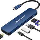 Hiearcool USB C Hub for MacBook Air/Pro, 7-in-1 USBC Adapter Multiport with 4K HDMI Dongle, USB-C Dock Laptop Docking Station for Thunderbolt 3/4 Laptops and Other Type-C Devices (Navy Blue)