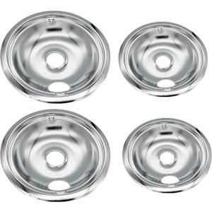 WB31T10010 and WB31T10011 Replacement Chrome Drip Pans for GE/Hotpoint Electric Range with Locking Slot Includes 2 6-Inch and 2 8-Inch Pans, 4 Pack WB32T10008 WB32X10015 DP165 GE68C