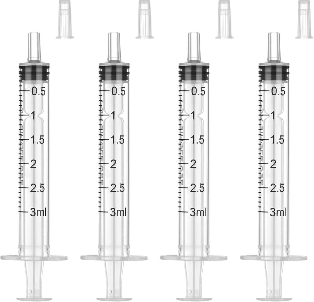 30 Pack 3 ml Syringe Without Needle, Syringe with Cap Individually Wrapped, for Liquids, Scientific Labs, Measurement, Dispensing