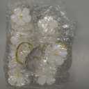 Patelai 24 Pcs White Flower Napkin Rings Bulk, Holiday Gold Cloth Napkin Rings Floral Serviette Buckles Party Table Decor for Baby Shower Fall Thanksgiving Wedding Banquet Dinner Daily Use