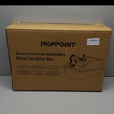 Cat Litter Box Stainless Steel Enclosure, Comfortable Space for Large Cats and Kittens, Easy to Clean Smooth Surface, Durable Metal Build with Cover, Litter Pad, Footboard and Shovel (Dark Gray)