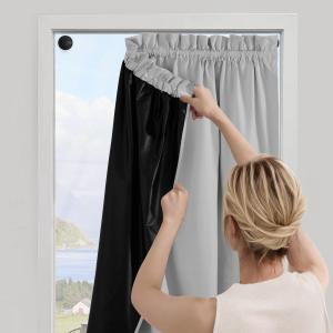NICETOWN Greyish White 100% Blackout Portable Curtains 40 inch Length, Thermal Insulated RV Curtains Lightweight Shades Energy Saving with Suction Cups for Kids Room, 1 Panel, W52 x L40