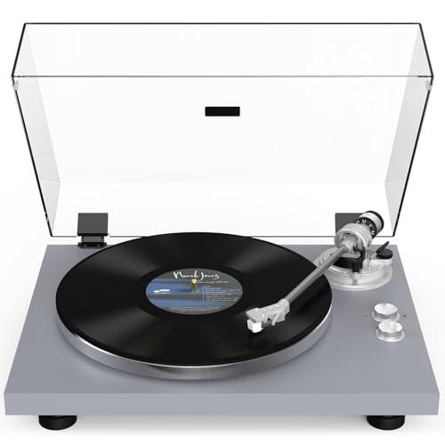 Turntable Record Player Wireless Output Carbon Fiber Tonearm Vinyl Player Aluminium Platter Belt-Drive LP Turn Tables 33 1/3&45 RPM Phono Level Audio RCA Line Output ATN3600L MM Cartridge Matte Grey