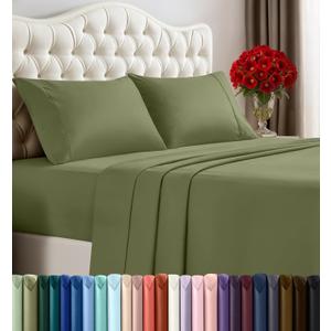 Utopia Bedding Queen Size Sheet Set  4 Piece Bed Sheets, Soft and Breathable Microfiber, Includes 1 Fitted Sheet, 1 Flat Sheet and 2 Pillowcases  Oeko-Tex - (Olive)