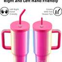 2 x 40 oz Tumbler with Handle and Straw Lid, Reusable Leak-Proof Insulated Tumblers, Stainless Steel Coffee Tumbler Cups Pink, Travel Mug for Home Office, Keep Cold 34Hrs, Cup Holder Friendly(Gala Shine)